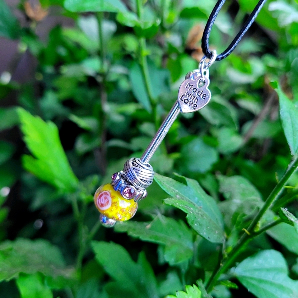 Necklace Bar Pendant with Charms.